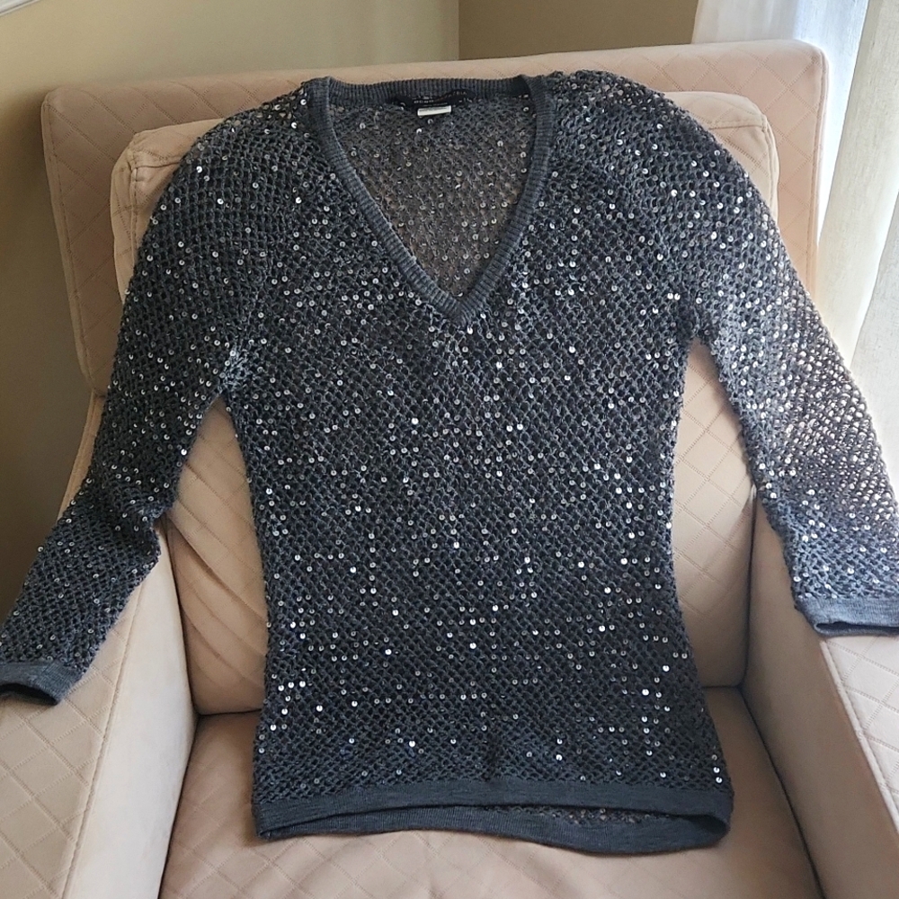 BCBGMaxAzria Merino Wool Mesh Top